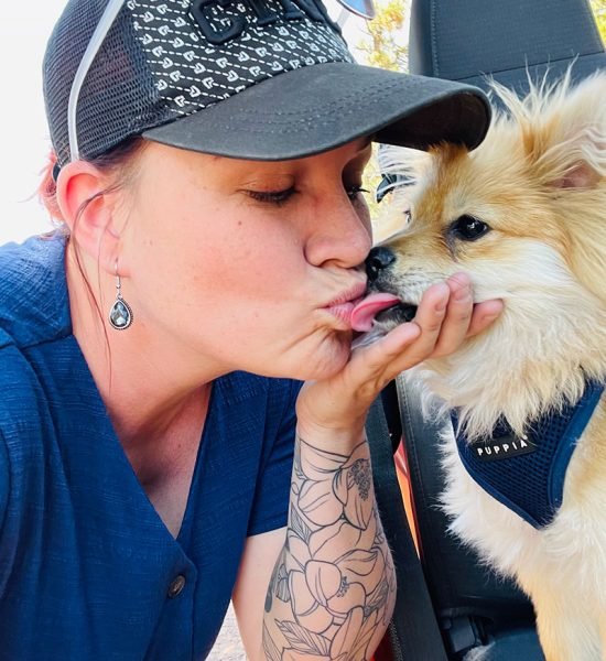 Esmerelda and a pomeranian